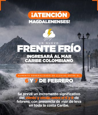 Ante nuevo frente frío, Gobernación hace llamado a la prevención por posibles emergencias